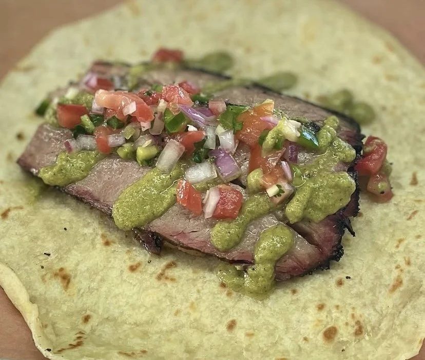 Tex Mex Brisket Taco on Fresh Homemade Tortilla